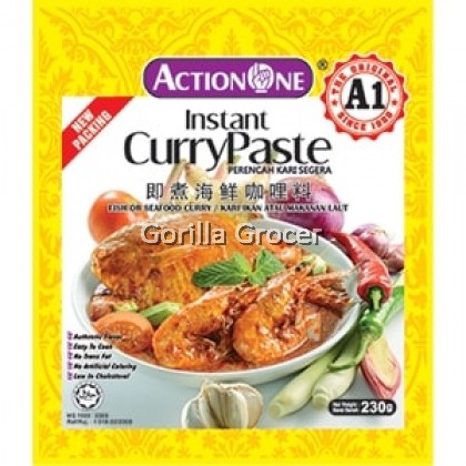 Instant Fish or Seafood Curry Paste (Perencah Kari Makanan Laut Segera) - Action One "A1" - 230g Instant Fish or Seafood Curry Paste (Perencah Kari Makanan Laut Segera) - Action One "A1" - 230g